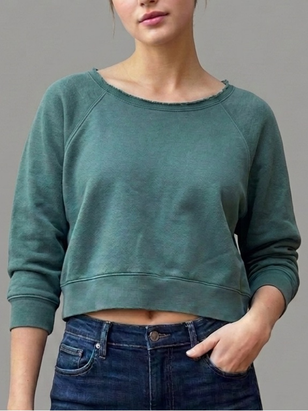 💚 Victoria’s Secret PINK Cropped Pullover Sweatshirt, 3/4 sleeves, MD